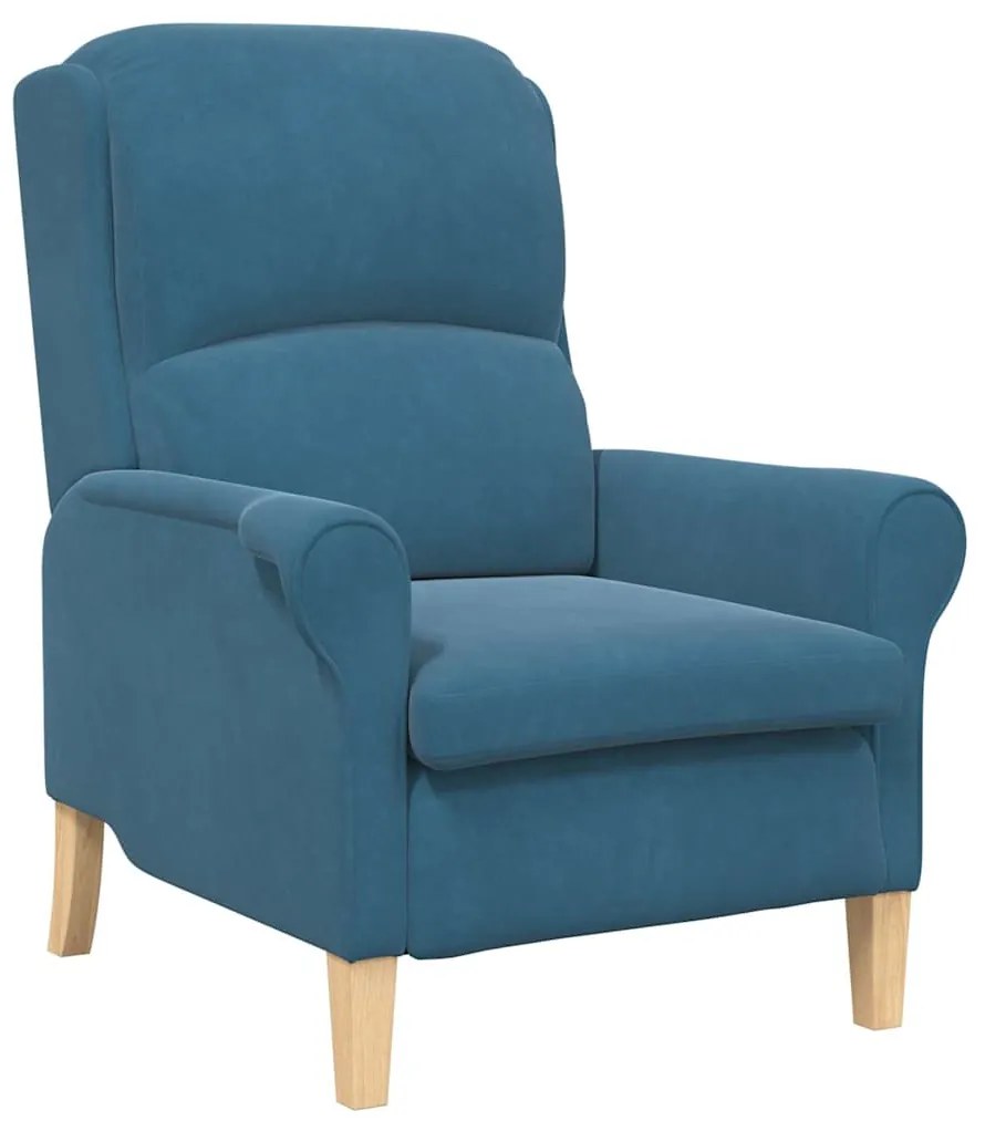 Poltrona Azul Azul Tecido, Madeira Padrão Ergonómica