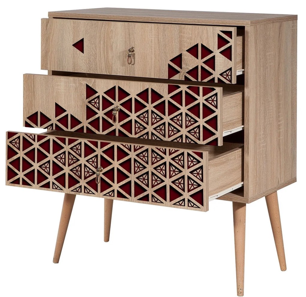 Cômoda Trio – Carvalho Sonoma – 80x90x40 cm