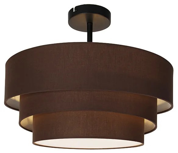 Candeeiro de teto moderno castanho 45 cm 3-luzes - Drum Trio