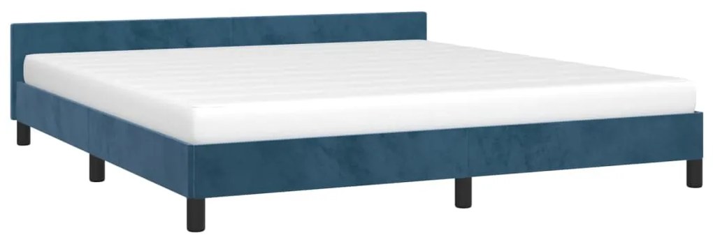 Estrutura de cama c/ cabeceira 160x200 cm veludo azul-escuro