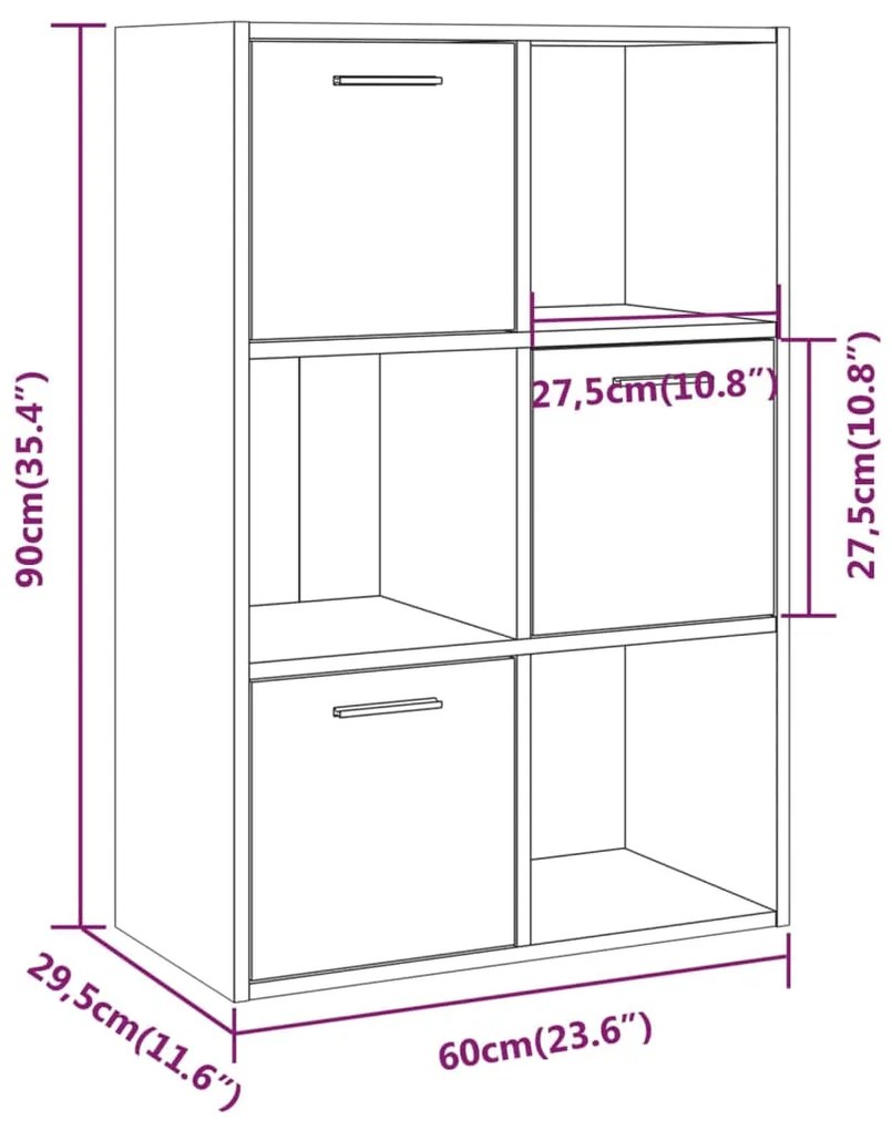 Armário arrumação 60x29,5x90 cm cor cinzento sonoma