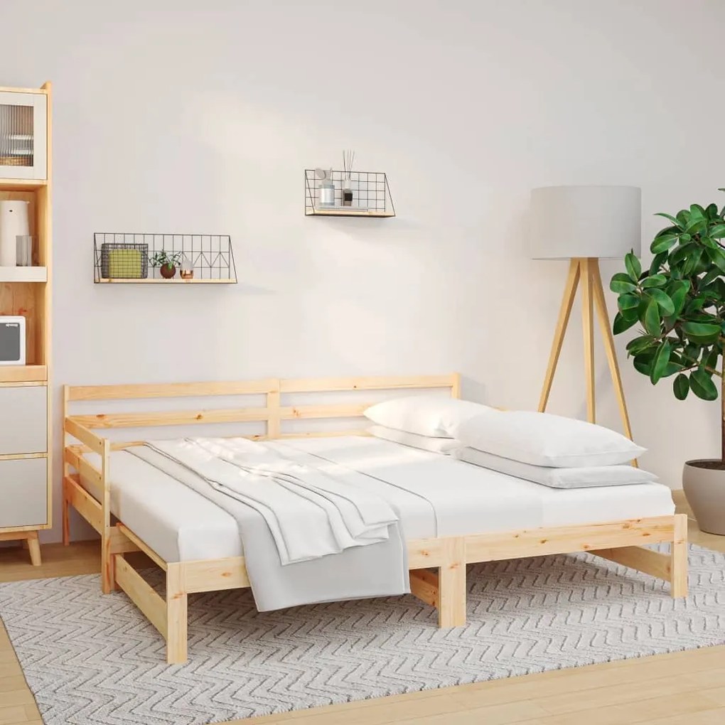 vidaXL Estrutura sofá-cama de puxar 2x(90x190) cm pinho maciço