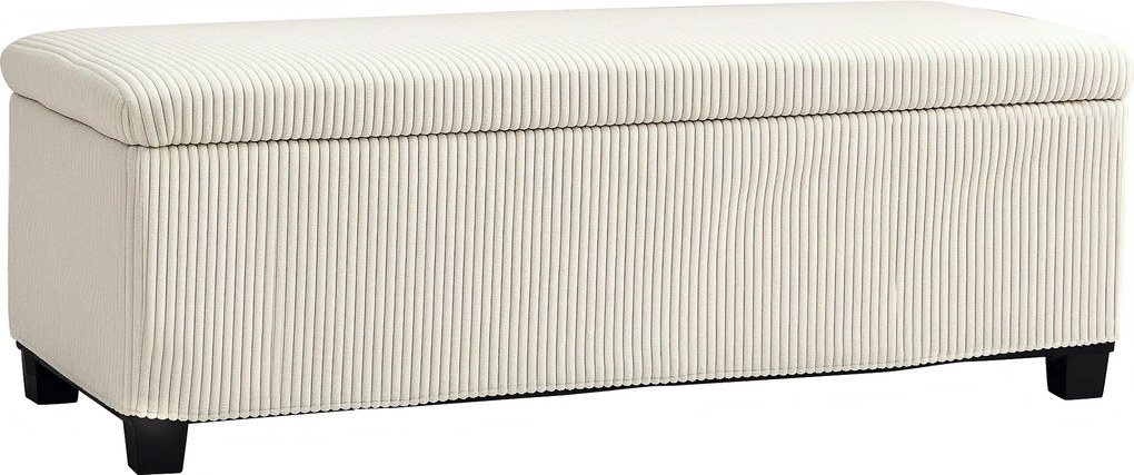 Banco de arrumação para colocar ao pé da cama em veludo canelado com tampa 112 x 42 x 40 cm, para sala de estar, quarto, hall de entrada, bege