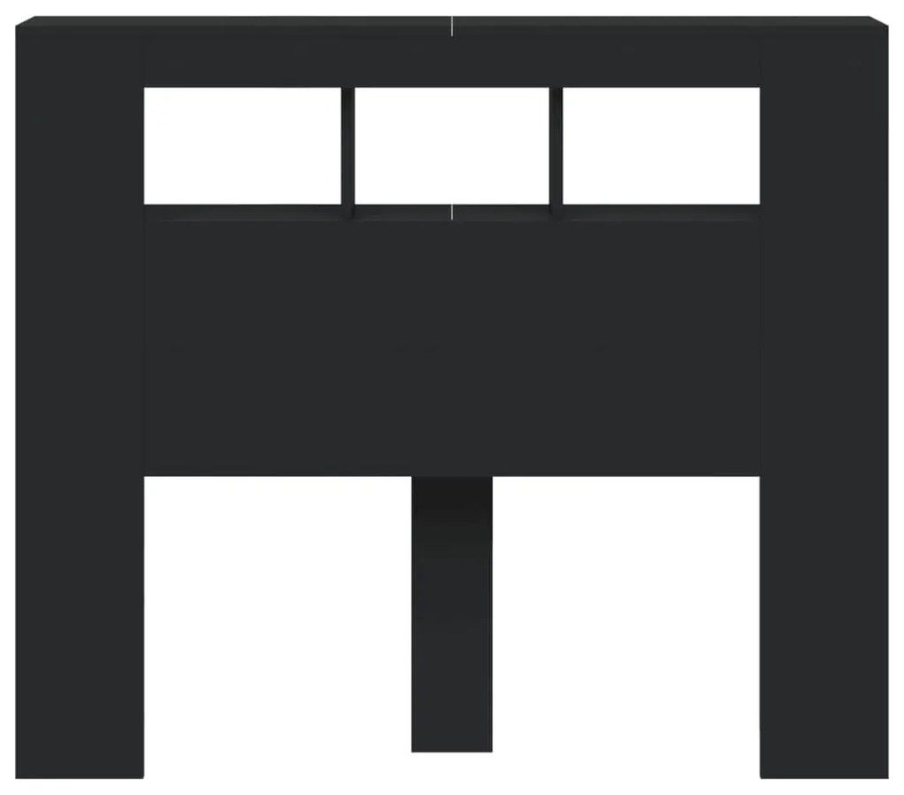 Cabeceira cama c/ LEDs 120x18,5x103,5 cm deriv. madeira preto