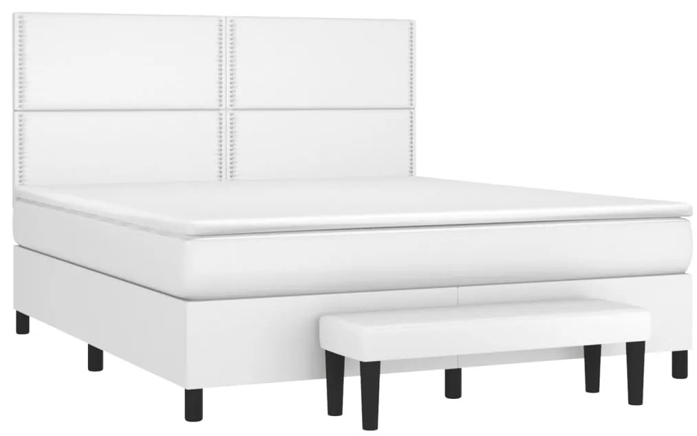 Cama com molas/colchão 180x200 cm couro artificial branco