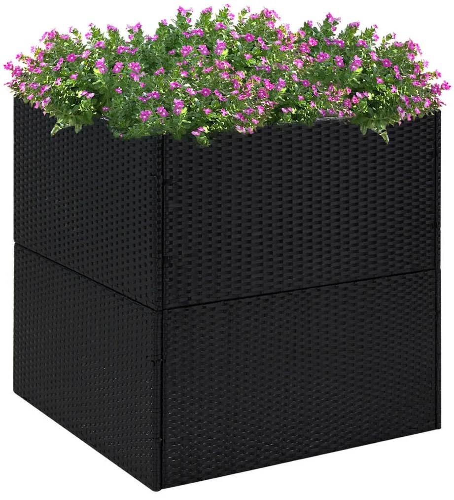 Vaso/floreira de jardim 80x80x80 cm vime PE preto