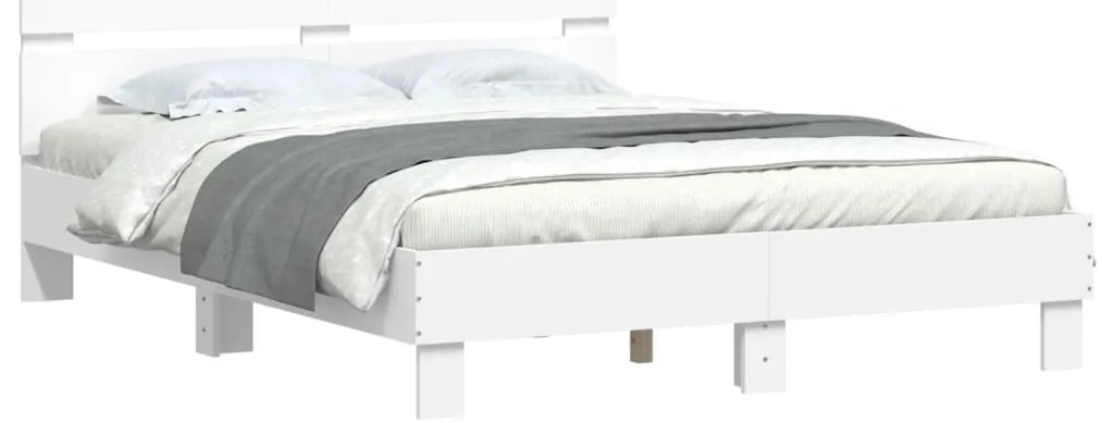 Estrutura cama c/ cabeceira 140x200 cm derivados madeira branco