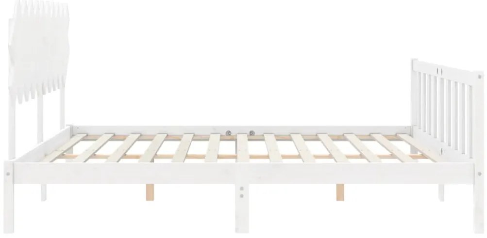 Cama sem colchão 120x200 cm madeira de pinho maciça branco