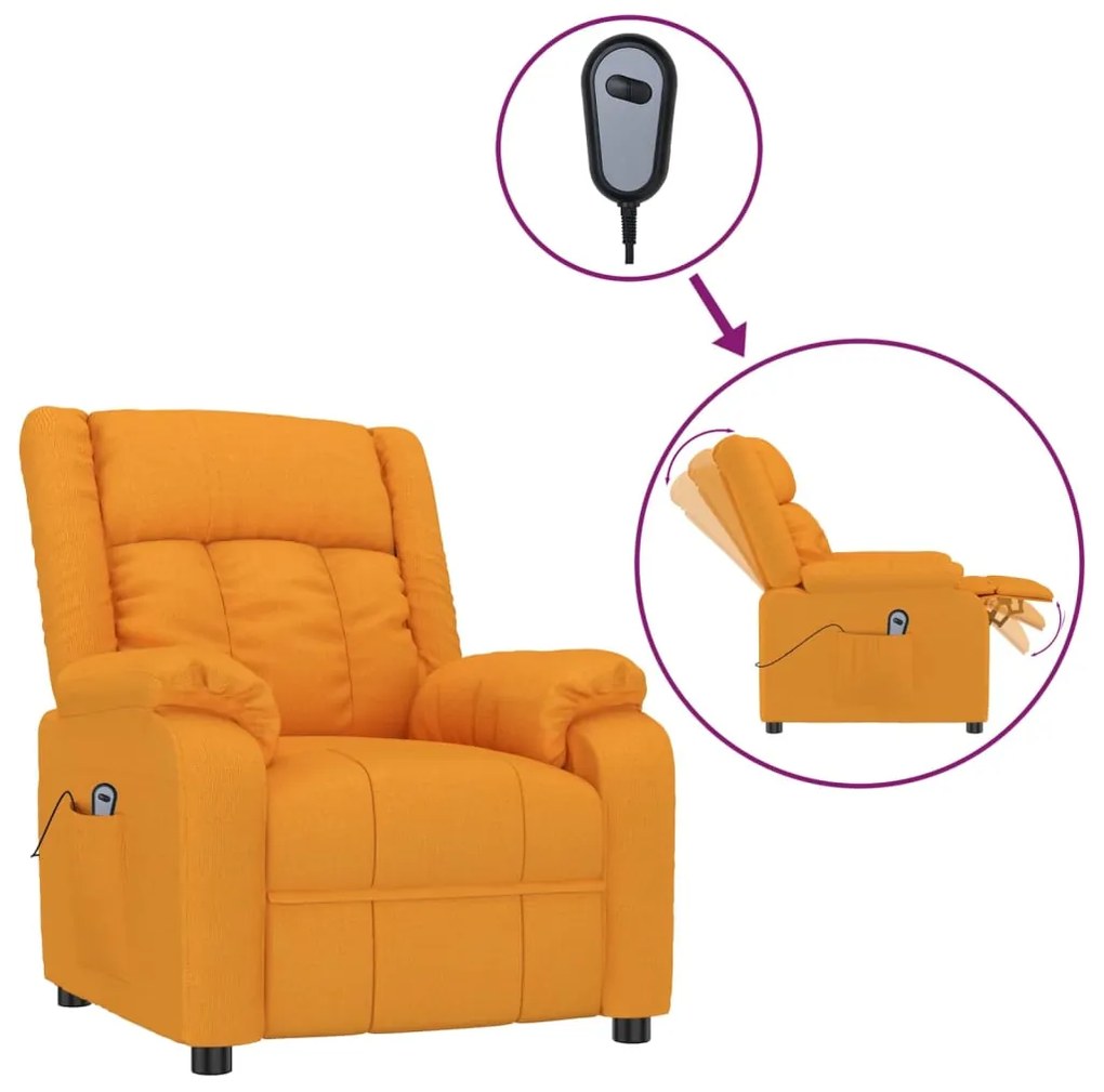 vidaXL Poltrona reclinável elétrica tecido amarelo-escuro
