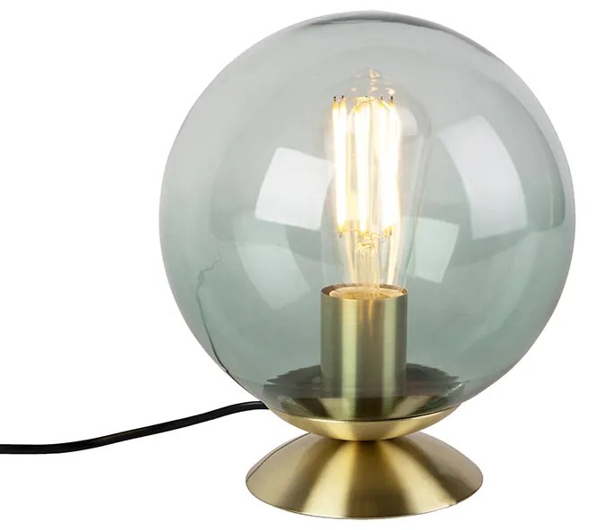 Candeeiro de mesa Art Déco em latão com vidro verde - Pallon Art Deco
