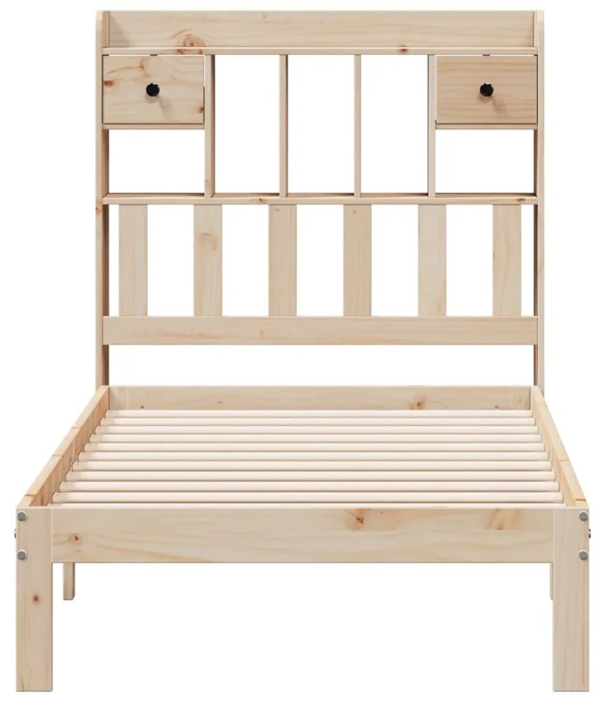 Cama com estante sem colchão 90x200 cm pinho maciço