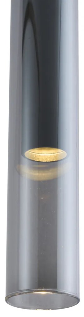 Foco moderno preto com vidro fumê para sistema de calhas monofásico - Slimline Loyce