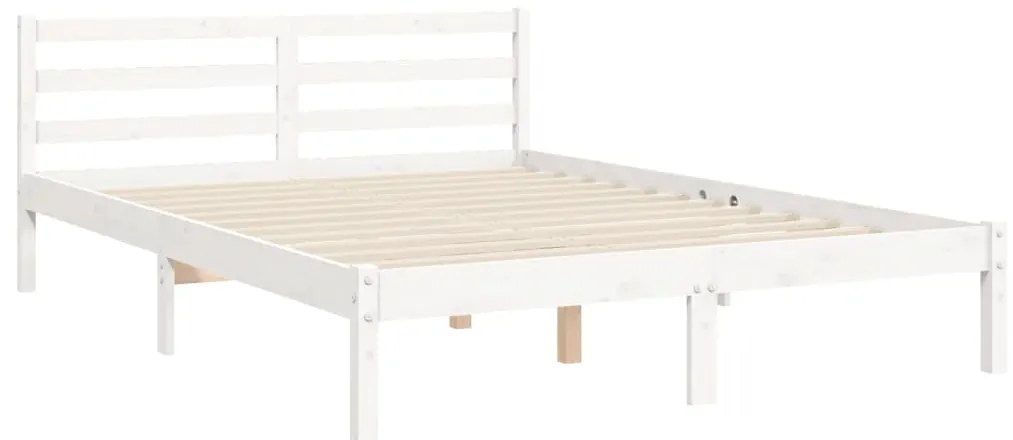 Estrutura de cama King Size com cabeceira madeira maciça branco