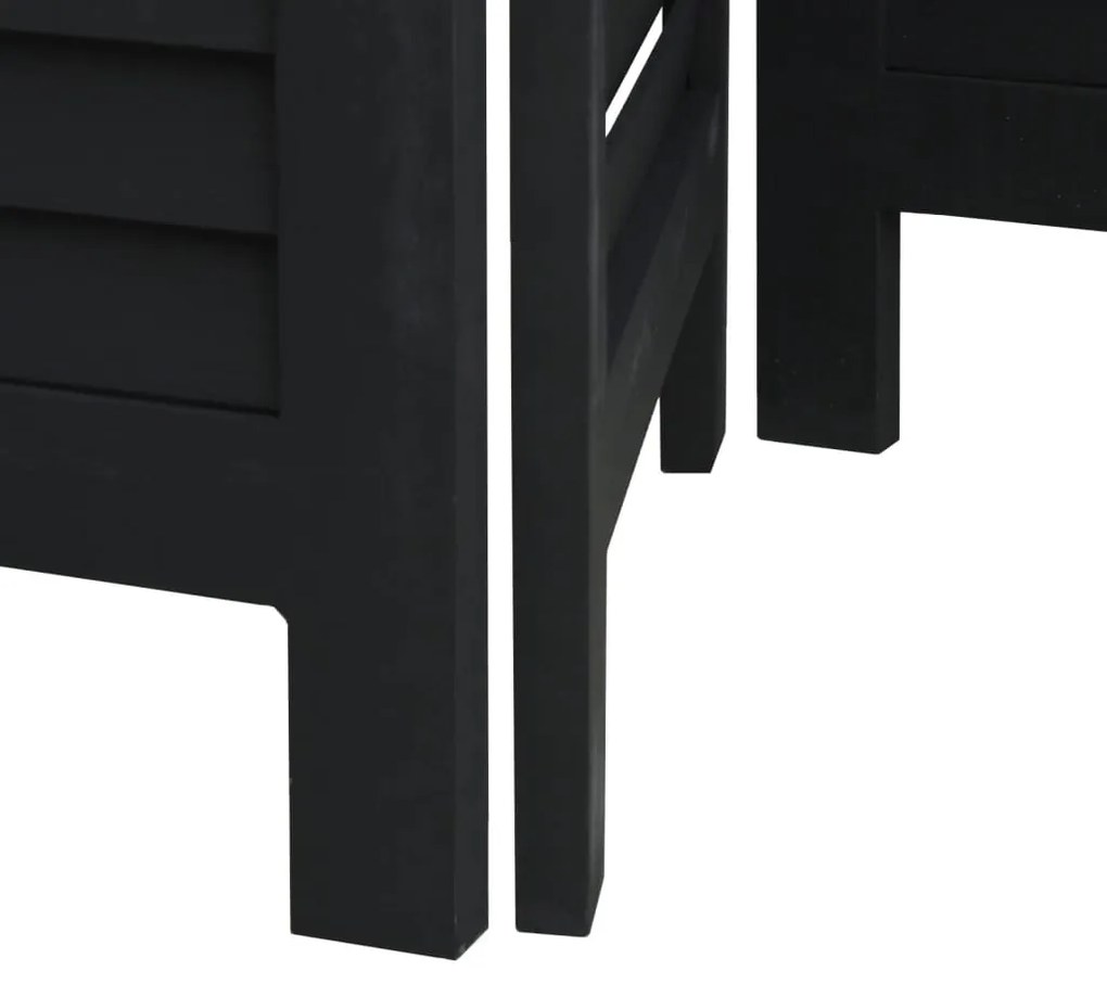 Biombo com 3 painéis madeira de paulownia maciça preto