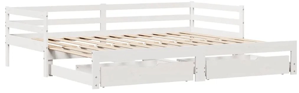 Sofá-cama c/ gavetas 90x200cm madeira de pinho maciça branco
