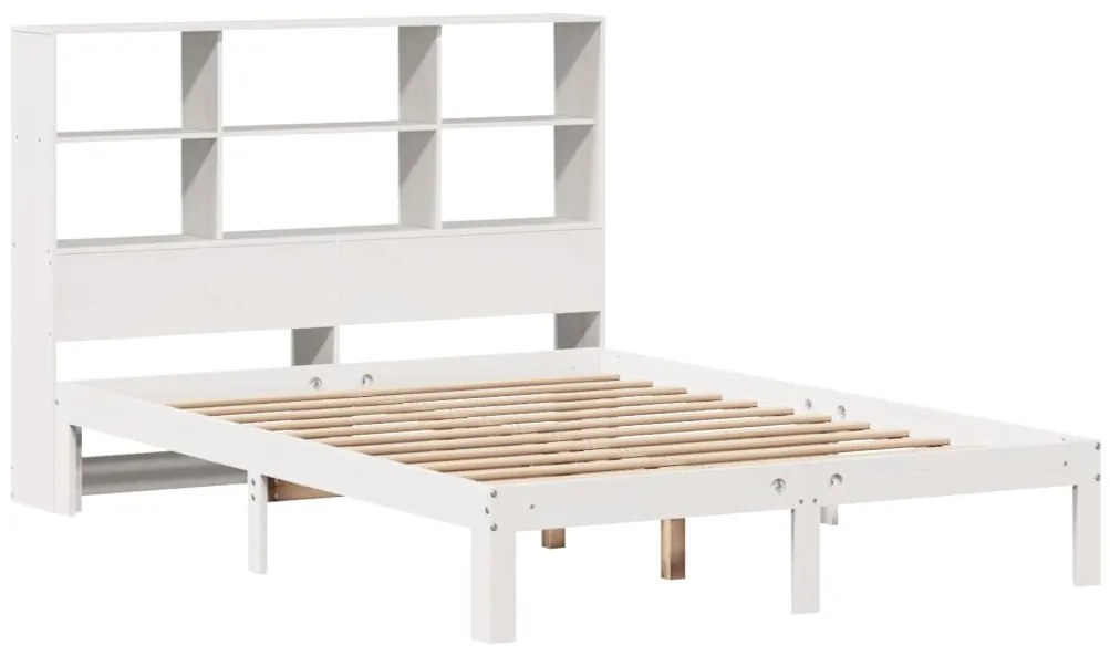 Cama com estante sem colchão 120x200 cm pinho maciço branco
