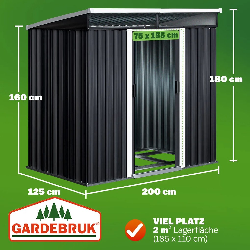 Abrigo Jardim para ferramentas em metal 196x122x180cm antracite
