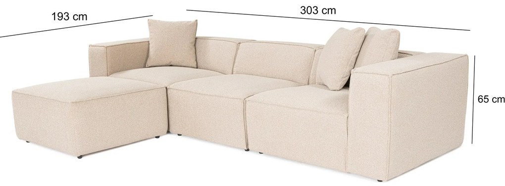 Sofá de Canto Lora – Pêssego – 303x193x65 cm