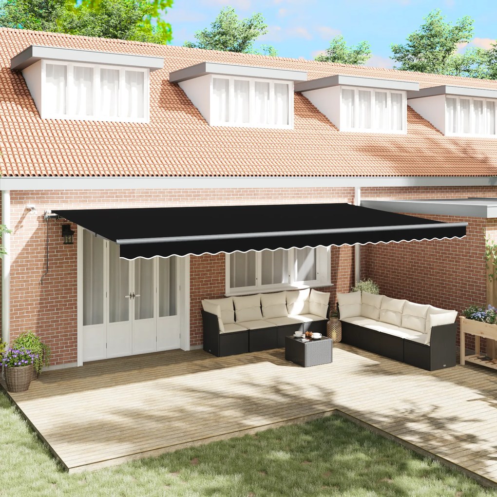 vidaXL Toldo Retrátil Automático com LED Preto 600x300 cm