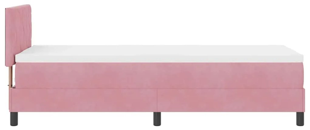 Cama Box Spring com Colchão e LED Rosa 80x200 cm Veludo