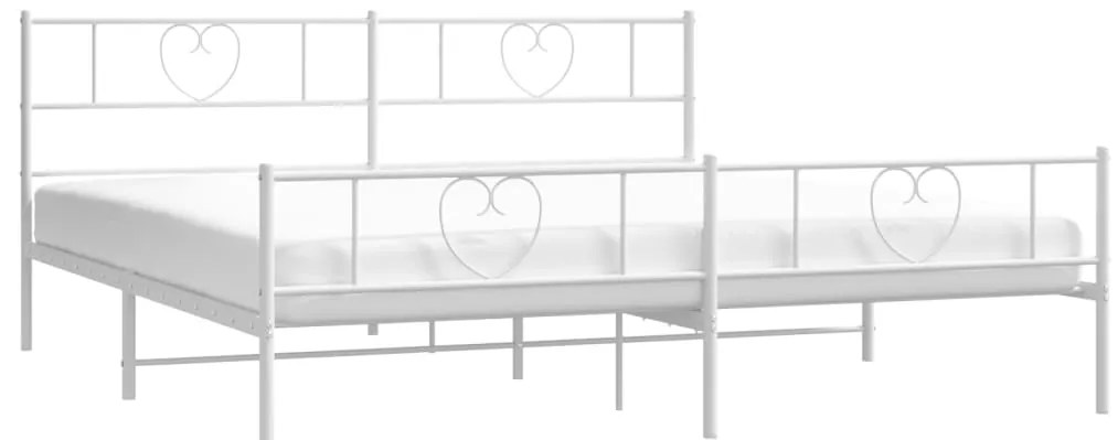 Estrutura de cama com cabeceira e pés 200x200 cm metal branco