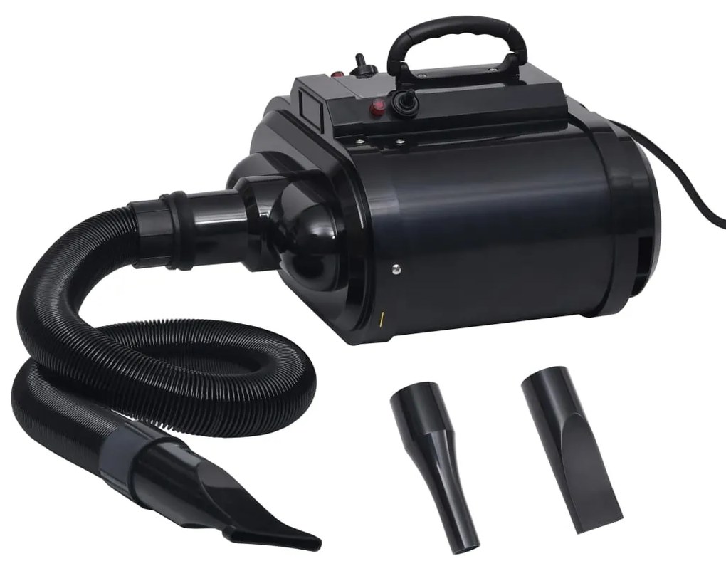 170936 vidaXL Secador para animais de estimação motor duplo preto