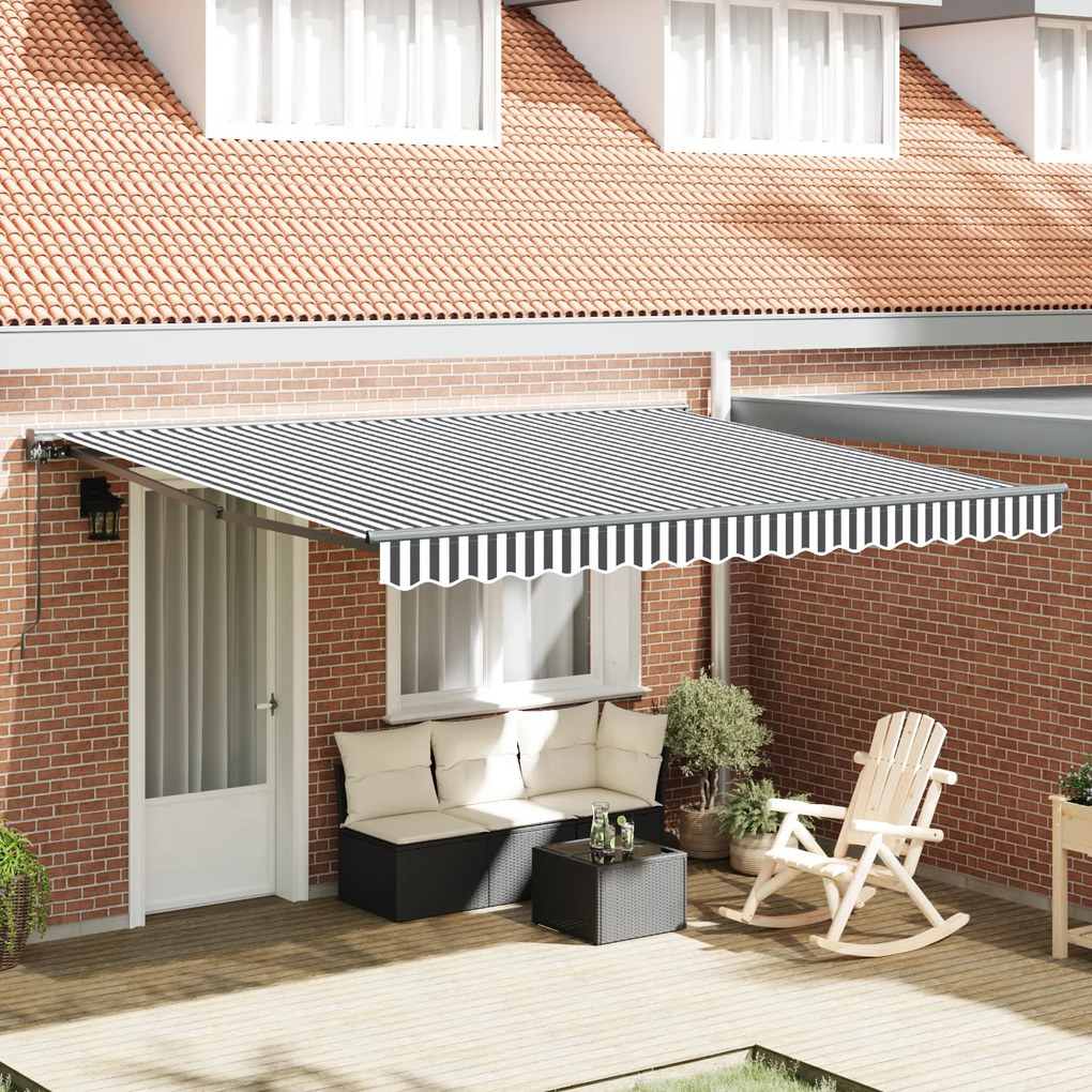 Toldo Retrátil Manual vidaXL Antracite e Branco 400x300 cm