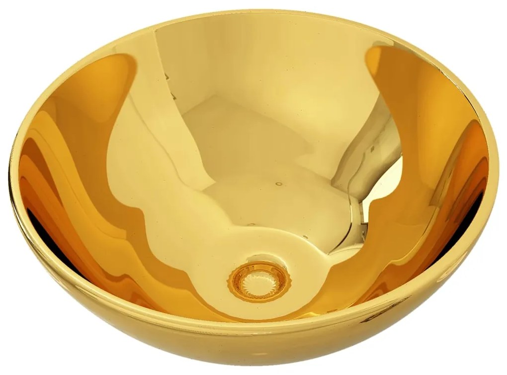Lavatório 32,5x14 cm cerâmica dourado