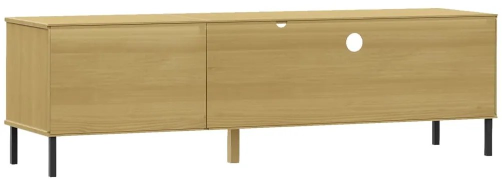 Móvel de TV c/ pernas de metal pinho maciço OSLO castanho