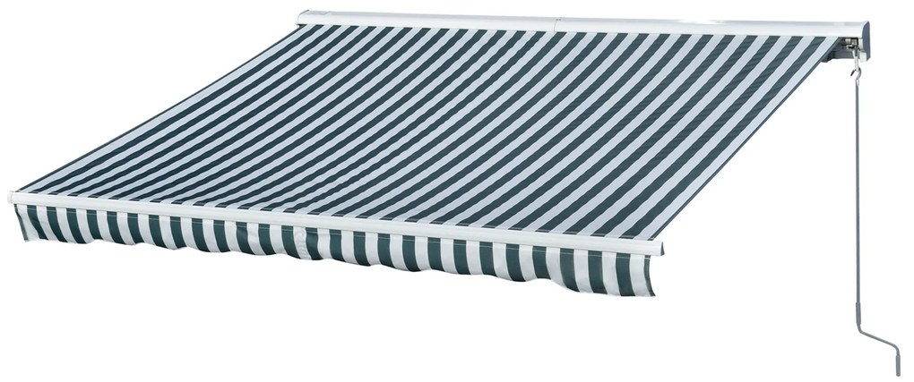 Toldo elétrico retrátil com função manual com manivela e controle remoto 300x250 cm para portas janelas verde e branco