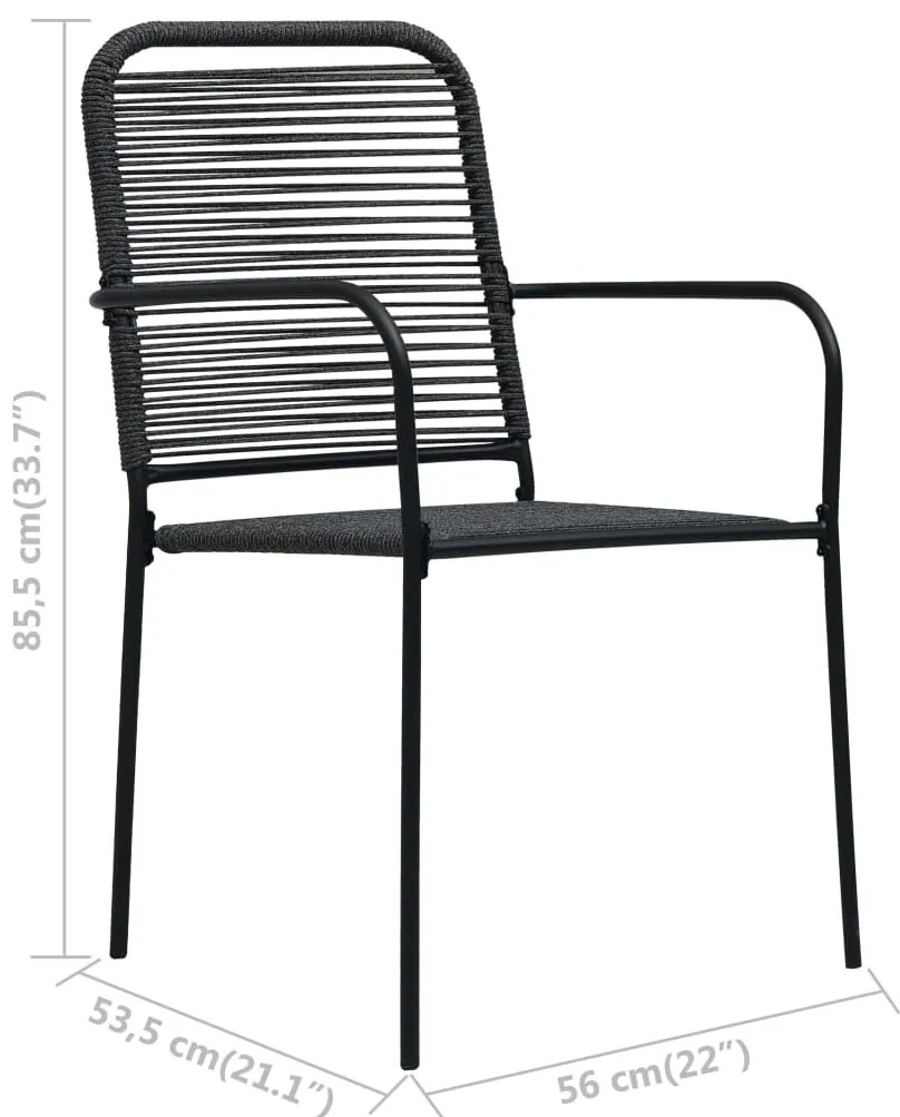 3 pcs conjunto de jantar p/ jardim corda de algodão e aço preto