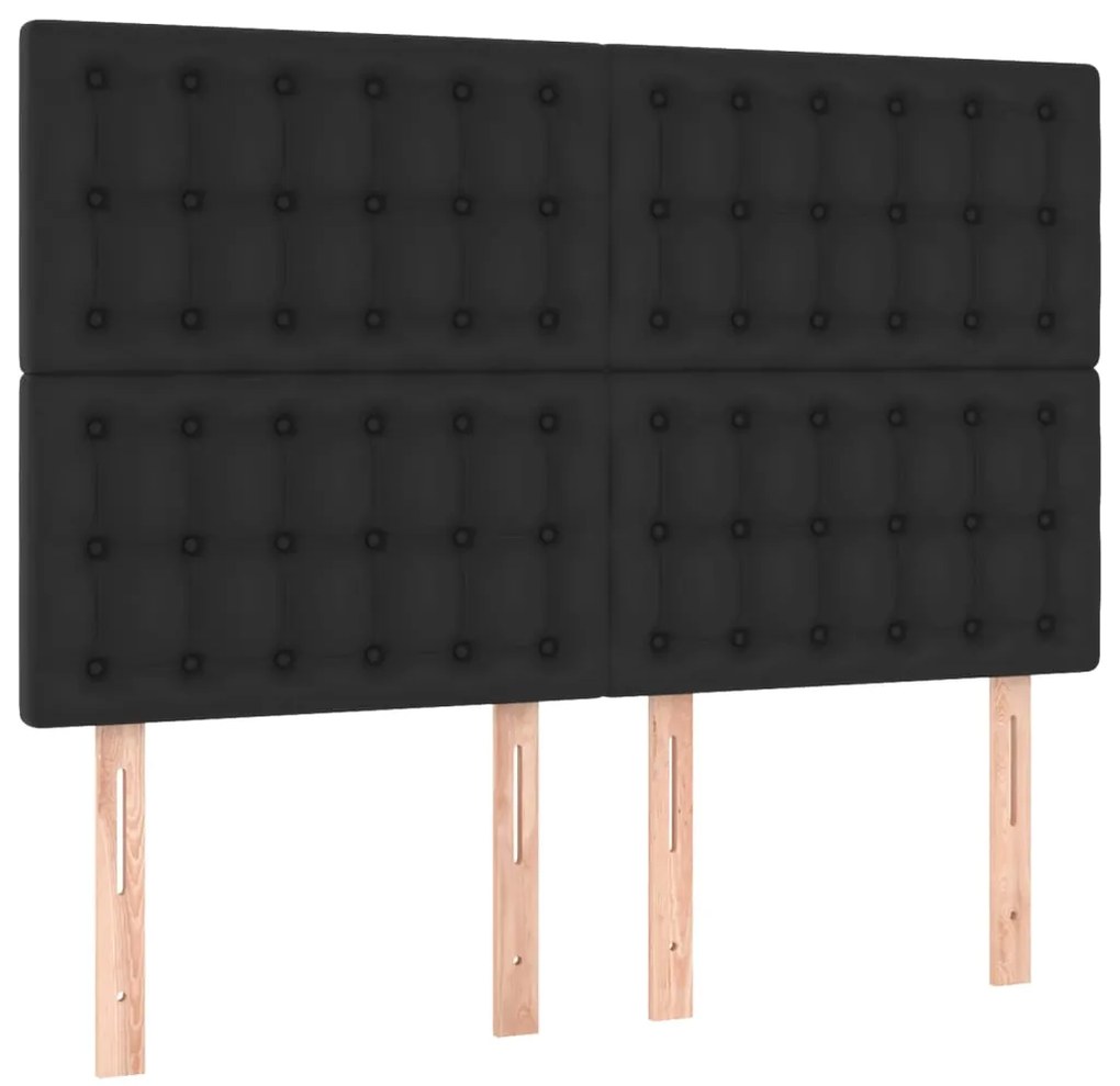 Estrutura cama c/ cabeceira 140x200 cm couro artificial preto