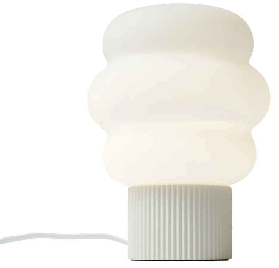 Candeeiro de Mesa Japandi Bege com Vidro Opalino 18cm - Kumo Japandi