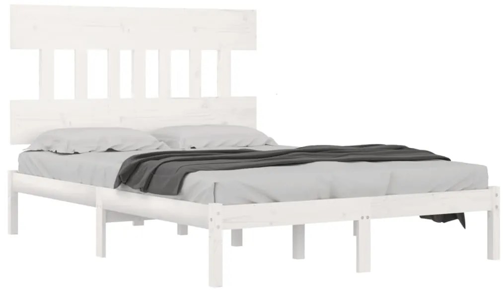 Estrutura de cama 140x200 cm madeira maciça branco