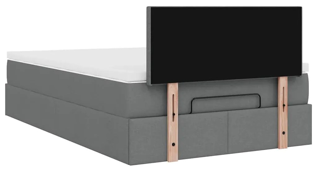 Cama otomana com colchão 120x200 cm tecido cinzento escuro