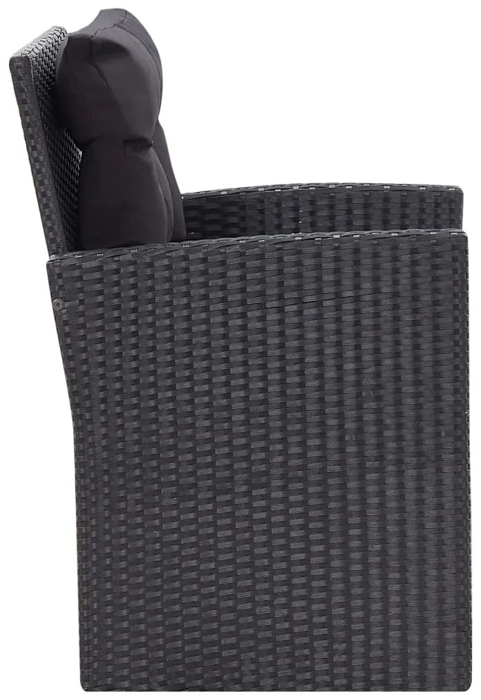 6 pcs conjunto lounge de jardim c/ almofadões vime PE preto