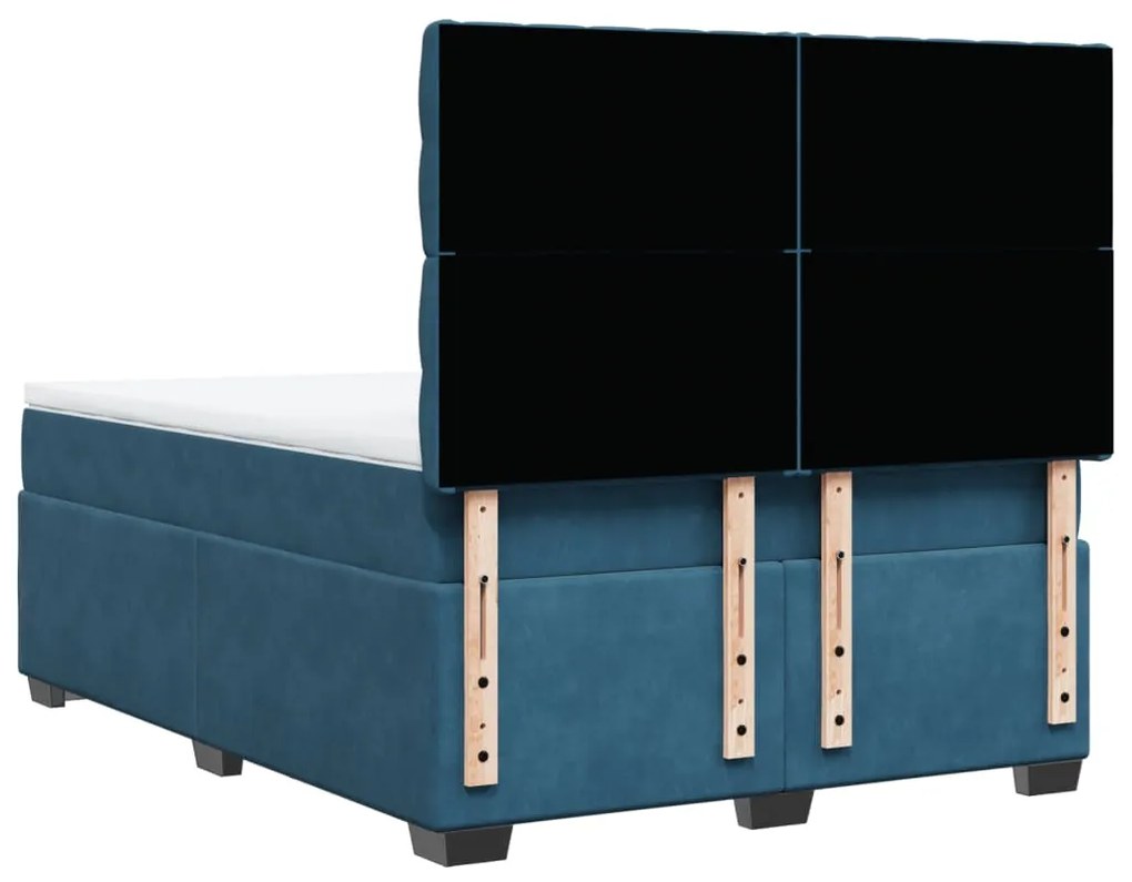 Cama com molas/colchão 160x200 cm veludo azul