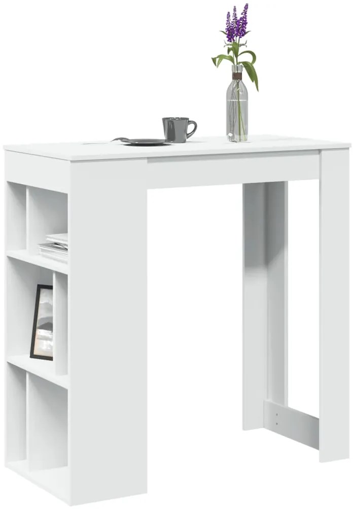 Mesa de bar com prateleiras derivados de madeira branco