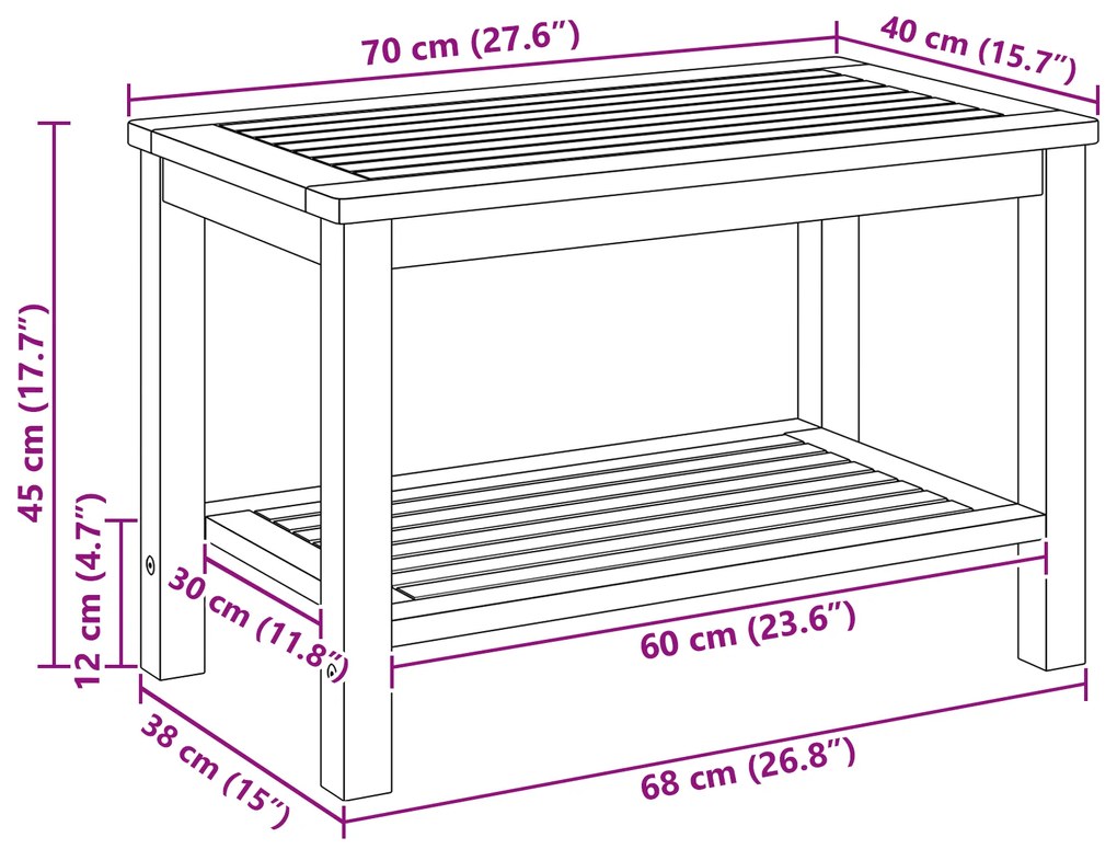 Mesa de Café 70x40x45 cm Madeira de Acácia Sólida
