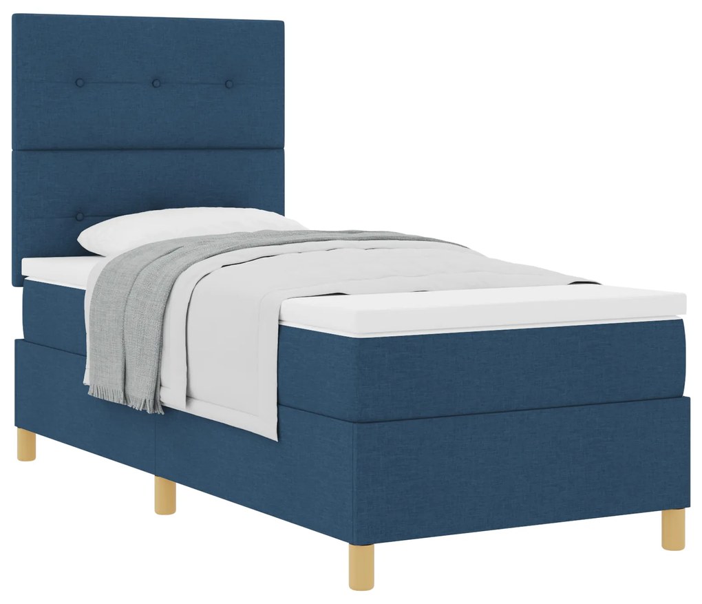 Cama Box com Colchão Azul 80x200 cm Tecido