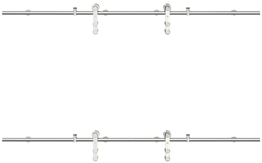 Kit ferragens p/ porta deslizante 200cm aço inoxidável prateado