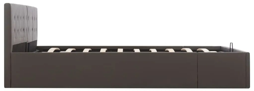 Cama hidráulica c/ arrumação 180x200cm couro artificial cinza