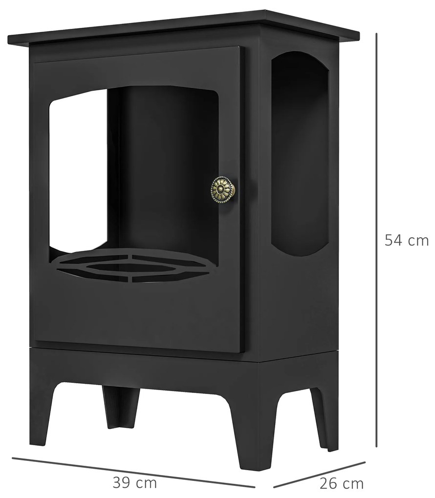 HOMCOM Lareira de Etanol 7000BTU Lareira de Bioetanol de Aço com Apagador de Aço Inoxidável Depósito de 1,2L Tempo de Combustão 3h para Interiores 20-25 m² 39x26x54 cm Preto