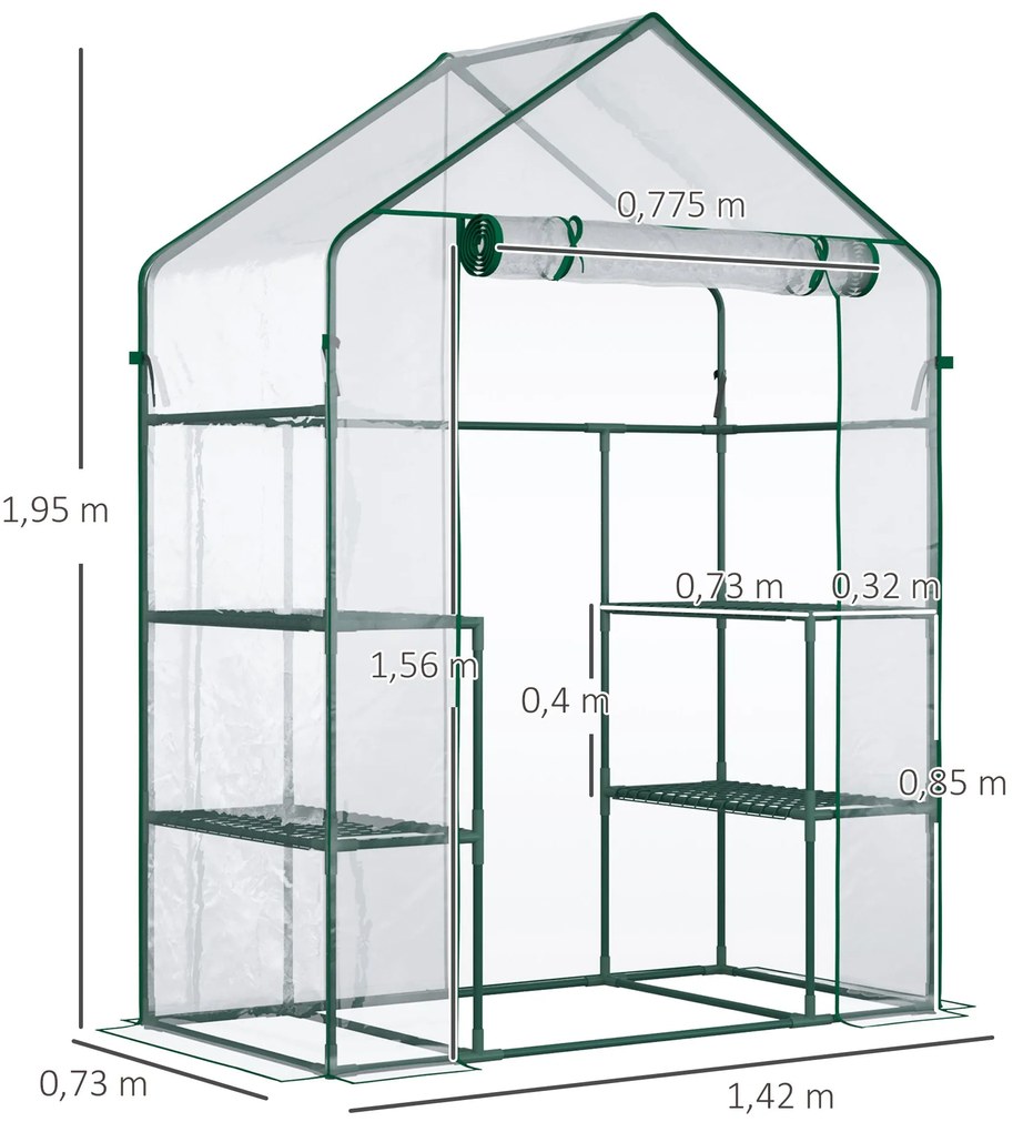 Estufa de Jardim Estufa de Terraço com 4 Prateleiras 1 Porta com Fecho