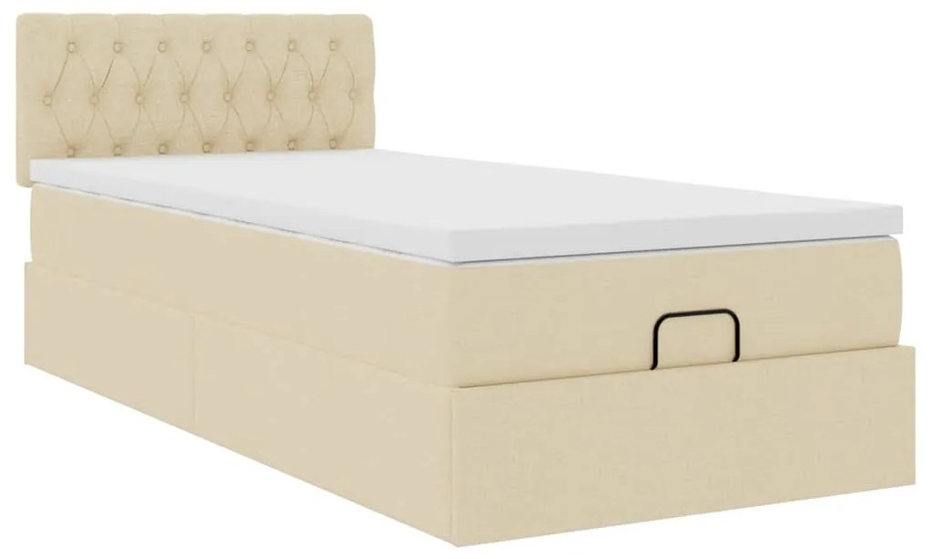 Cama otomana com colchão 90x200 cm tecido creme