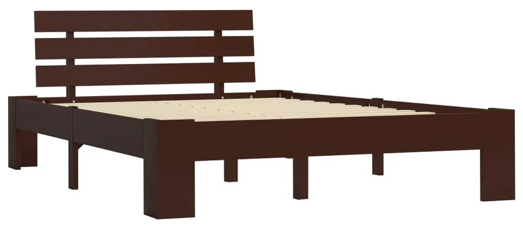 Estrutura de cama 140x200 cm pinho maciço castanho-escuro