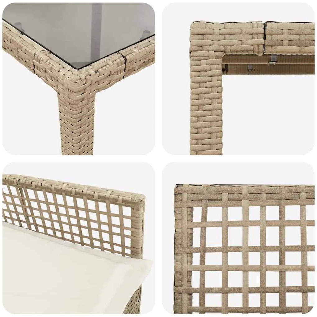 Conjunto de Jantar para Jardim 3 pcs Bege 90 x 90 x 75 cm