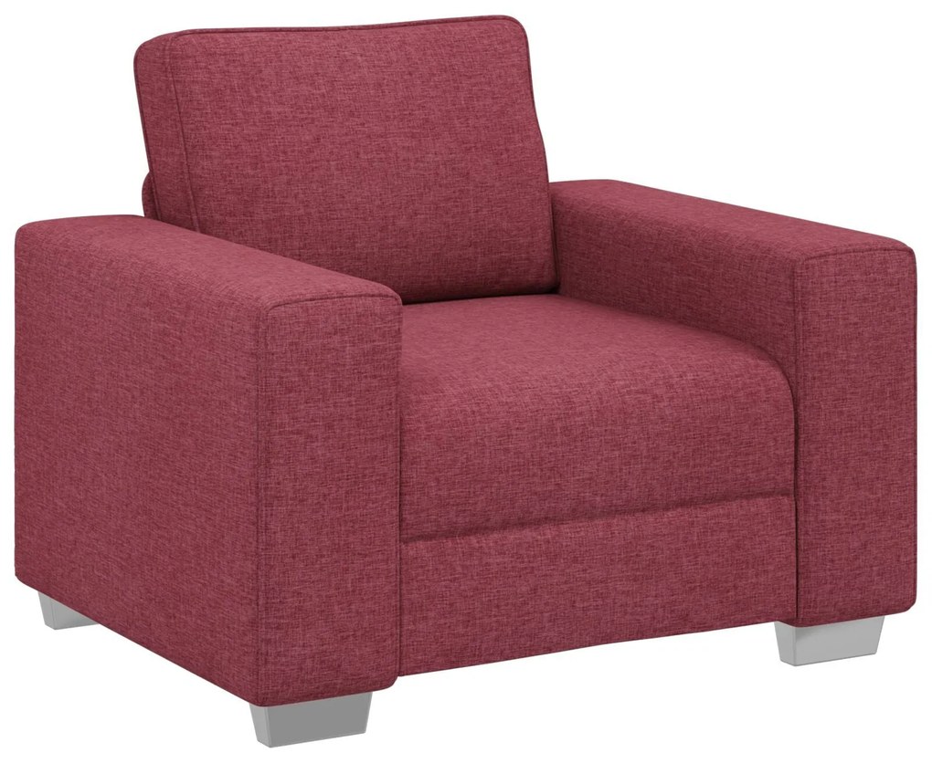 Conjunto de Sofá de 3 Peças com Almofadas Vermelhas Vinho