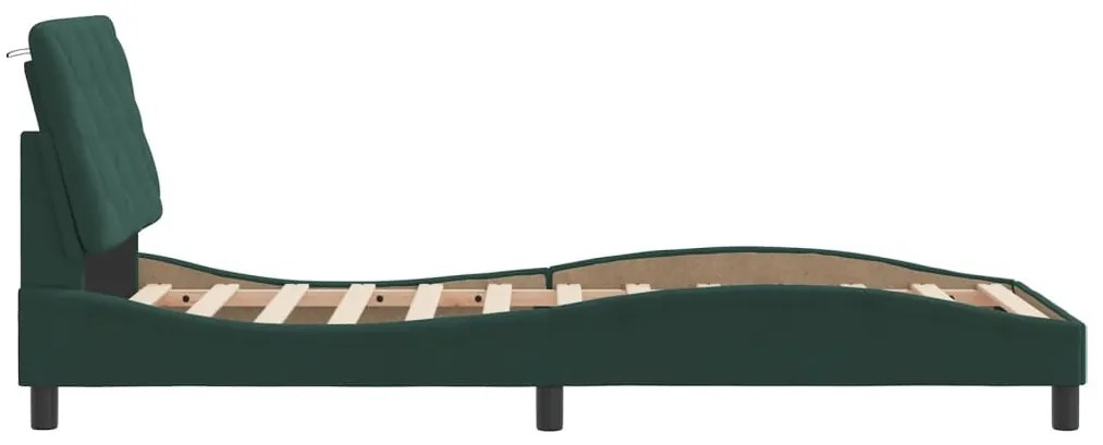 Estrutura de cama c/ cabeceira 90x190 cm veludo verde-escuro