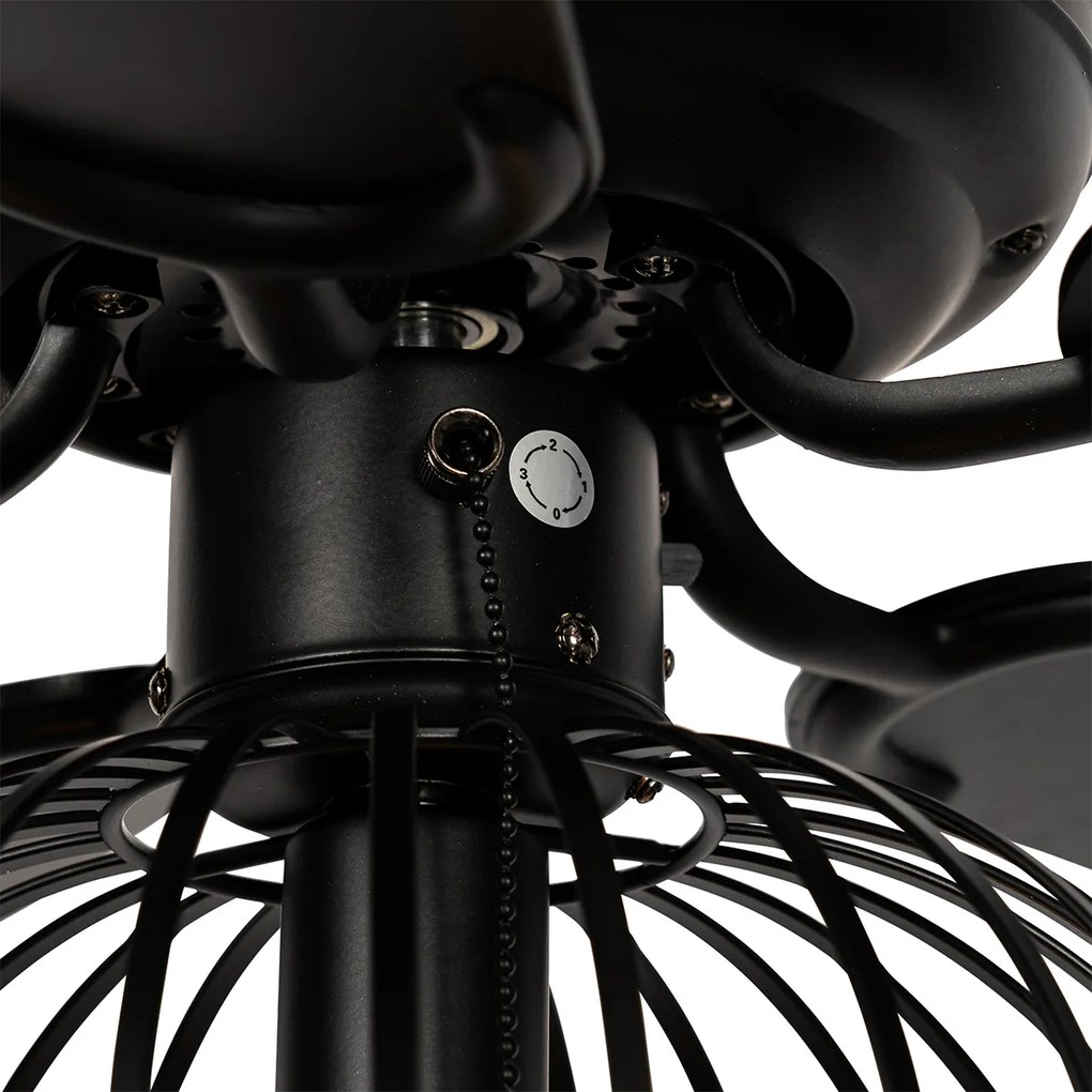 Ventilador de teto preto com impressão de madeira 107,5 cm com interruptor de tração - Mistral Johanna